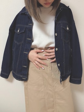 「rps（アールピーエス）のアイテム（デニムジャケット）」を使った、1mm0さん（レディース・152cm）の春コーディネート
