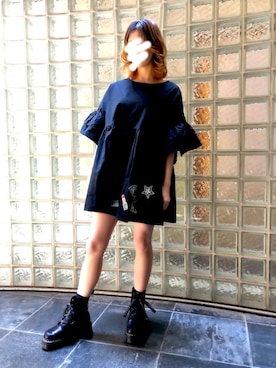 「VINTAGE（ヴィンテージ）のアイテム（チュニック）」を使った、kajuさん（レディース・159cm）の春コーディネート