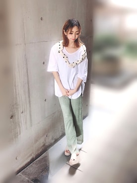 「Cher（シェル）のアイテム」を使った、kajuさん（レディース・159cm）の夏コーディネート