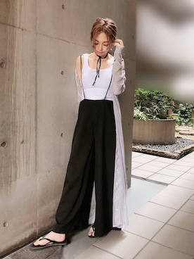 「reca（レカ）のアイテム（オールインワン・サロペット）」を使った、kajuさん（レディース・159cm）の夏コーディネート