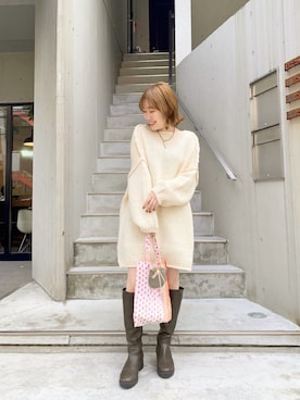 「手編み」｜akariさん（レディース・155cm）の冬コーディネート