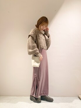 「ショートニット」｜akariさん（レディース・155cm）の冬コーディネート