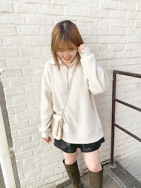 「ジップパーカ」｜akariさん（レディース・155cm）の冬コーディネート