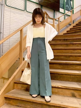 「mystic（ミスティック）のアイテム（スラックス）」を使った、akariさん（レディース・155cm）の春コーディネート