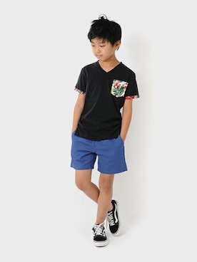 「Vネック」｜GLAZOSさん（キッズ・143cm）の夏コーディネート