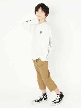 「GLAZOS（グラソス）の[テーパード]スーパーストレッチ・ベルトデザイン７分丈パンツ（その他パンツ）」を使った、GLAZOSさん（キッズ・147cm）の秋コーディネート