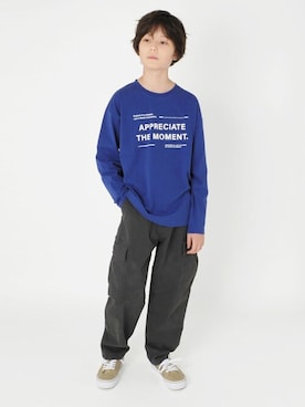 「アイテム（カーゴパンツ）」を使った、GLAZOSさん（キッズ・147cm）の秋コーディネート