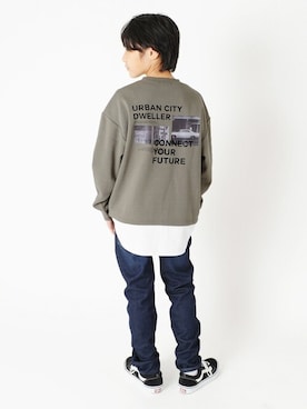 「アイテム（デニムパンツ）」を使った、GLAZOSさん（キッズ・145cm）の冬コーディネート