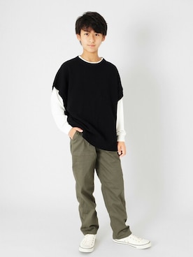 「アイテム（ベスト）」を使った、GLAZOSさん（キッズ・151cm）の冬コーディネート