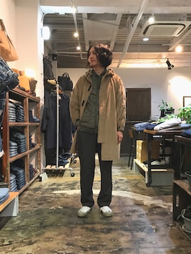 「OMNIGOD（オムニゴッド）のアイテム（ノーカラージャケット）」を使った、D_MALL 大阪店さん（メンズ・175cm）の秋コーディネート