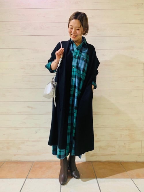 美品♪TICCA ティッカ ウールシャツワンピース チェック ゆったり F TICCA ティッカ シャツワンピース シルク混 ストライプ 透け感