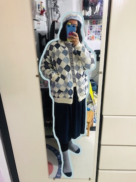 「handmade」｜「アイテム（ニットキャップ/ビーニー）」を使った、モウトンMojai さん（レディース・161cm）の冬コーディネート