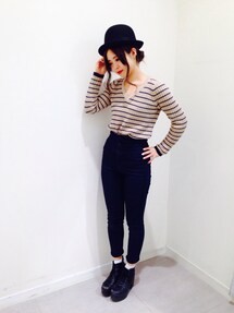 GU | リブボーダーセーター(ニット/セーター)