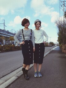 GU | フライスクルーネックT(ボーダー)(Tシャツ/カットソー)