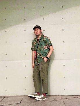 「hawaii」｜「アイテム（帽子）」を使った、Eric Chenさん（メンズ・180cm）の春コーディネート