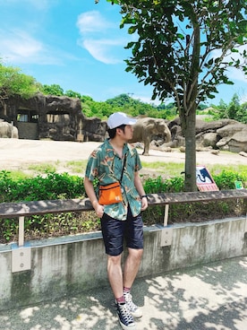 「hawaii」｜「アイテム（帽子）」を使った、Eric Chenさん（メンズ・180cm）の夏コーディネート
