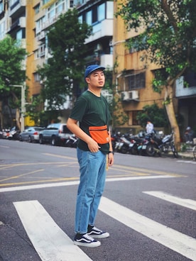 「UNIQLOU」｜「アイテム（帽子）」を使った、Eric Chenさん（メンズ・180cm）の秋コーディネート