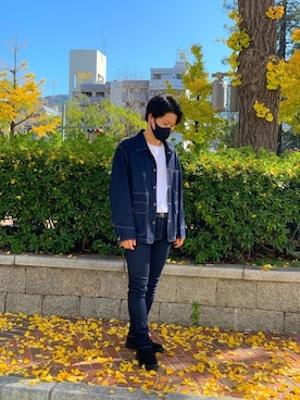 「BTS」｜「アイテム（デニムジャケット）」を使った、KENTさん（メンズ・170cm）の秋コーディネート