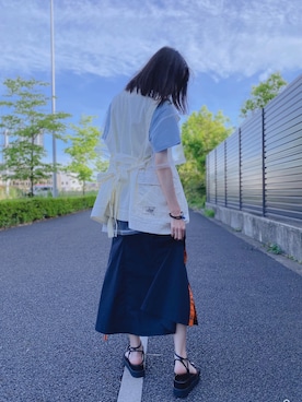 「シースルー」｜「アイテム（ミリタリージャケット）」を使った、あゆみ01041023さん（レディース・160cm）の春コーディネート