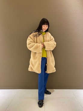 「FREAK'S STORE（フリークスストア）のスウェーデンボアライナーコート(リバーシブルフリースコート/2wayミリタリーコート)（ミリタリージャケット、ベージュ系）」を使った、REIさん（レディース・161cm）の冬コーディネート