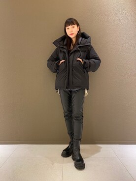 「FREAK'S STORE（フリークスストア）のFIRST DOWN×FREAK'S STORE/ファーストダウン　パネルショートダウン1（ダウンジャケット/コート、ブラック系）」を使った、REIさん（レディース・161cm）の冬コーディネート