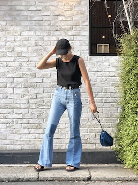 「SHARE PARK（シェアパーク）のアイテム（帽子）」を使った、Misakiさん（レディース・168cm）の夏コーディネート