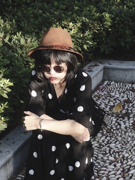 「GARRETT LEIGHT（ギャレットレイト）のアイテム」を使った、猫少年さん（レディース・160cm）の夏コーディネート