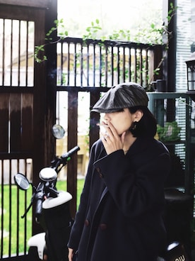 「VINTAGE（ヴィンテージ）のアイテム（ダッフルコート）」を使った、猫少年さん（レディース・160cm）の春コーディネート