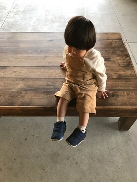 「COMME CA ISM（コムサイズム）のアイテム（オールインワン・サロペット）」を使った、RKさん（キッズ・70cm）の春コーディネート