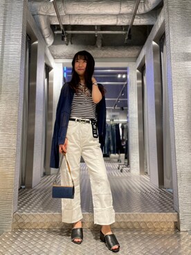 「DIESEL」｜「アイテム（サンダル）」を使った、Chikanoさん（レディース・162cm）の春コーディネート