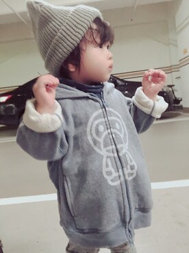 「Bape」｜「アイテム（ニットキャップ/ビーニー）」を使った、MOMO★モモピース★さん（キッズ・70cm）の秋コーディネート