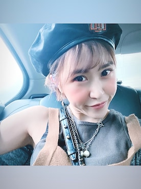 「M.Y.O.B（エム.ワイ.オー.ビー）のアイテム（帽子）」を使った、MOMO★モモピース★さん（レディース・162cm）の夏コーディネート