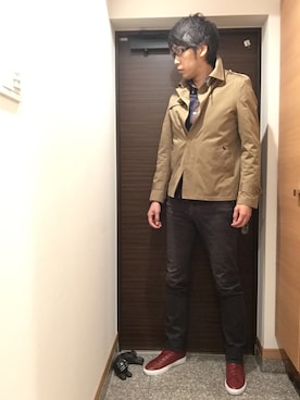 「BEAMS（ビームス）のアイテム（トレンチコート）」を使った、yukitoさん（メンズ・186cm）の春コーディネート