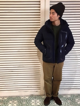 「デサント」｜「アイテム（ダウンジャケット/コート）」を使った、syo_onoyamaさん（メンズ・168cm）の冬コーディネート
