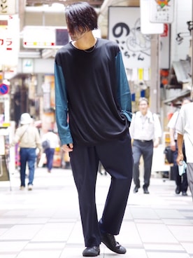 「Lui's（ルイス）のアイテム（トップス）」を使った、TOMOYOSEさん（メンズ・176cm）の夏コーディネート