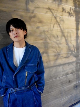 「CULLNI（クルニ）のアイテム（デニムジャケット）」を使った、おりょうさん（メンズ・166cm）の春コーディネート