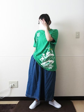 「マキシスカート」｜「アイテム（スリッポン）」を使った、 .▯▫さん（レディース・151cm）の夏コーディネート