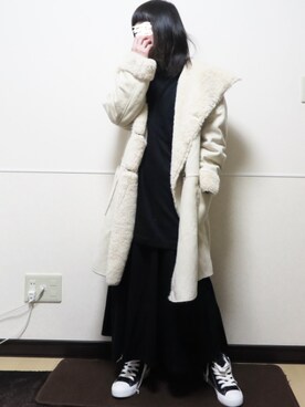 「natural couture（ナチュラルクチュール）のアイテム（その他アウター）」を使った、 .▯▫さん（レディース・151cm）の冬コーディネート