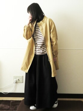 「JUNOAH（ジュノア）のアイテム（ブルゾン）」を使った、 .▯▫さん（レディース・151cm）の春コーディネート