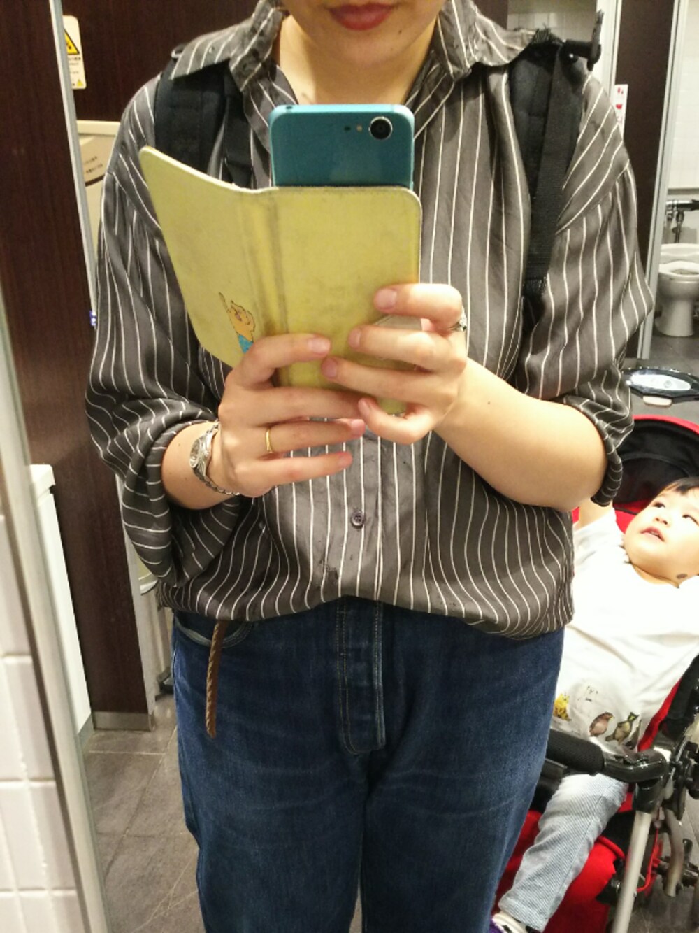 「古着、リーバイス501、オニツカタイガー、プラレール博、札幌パルコ」｜「古着のアイテム（シャツ/ブラウス、グレー系）」を使った、CHIYOさん（レディース・169cm）の夏コーディネートの1枚目の写真