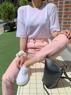「オルチャンファッション」｜「アイテム（スラックス）」を使った、merongshopjpさん（レディース・165cm）の夏コーディネート