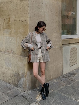 「merongshop（メロンショップ）のアイテム（テーラードジャケット）」を使った、merongshopjpさん（レディース・161cm）の秋コーディネート