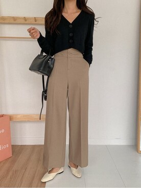 「オルチャンファッション」｜「アイテム（スラックス）」を使った、merongshopjpさん（レディース・165cm）の秋コーディネート