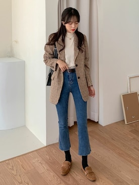 「merongshop（メロンショップ）のアイテム（テーラードジャケット）」を使った、merongshopjpさん（レディース・165cm）の秋コーディネート