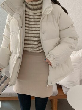 ダウンジャケット コート ホワイト系 を使った人気ファッションコーディネート 地域 韓国 Wear