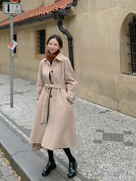 「merongshop」｜「アイテム（ダウンジャケット/コート）」を使った、merongshopjpさん（レディース・161cm）の秋コーディネート
