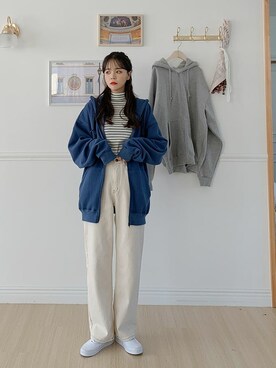 パーカーを使った オルチャンファッション の人気ファッションコーディネート 地域 韓国 Wear
