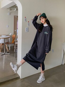 シャツワンピースを使った オルチャンファッション の人気ファッションコーディネート 地域 韓国 Wear