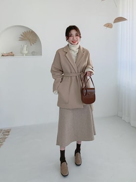 「merongshop」｜「アイテム（ジャケット/アウター）」を使った、merongshopjpさん（レディース・161cm）の冬コーディネート