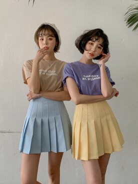 イエロー系のアイテムを使った テニススカート の人気ファッションコーディネート 地域 韓国 Wear